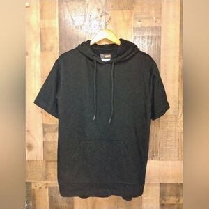 Original Use Men's Black Short Sleeve Hooded Drawstring Shirt Size Medium